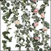 Dekorativa blommor kransar konstgjorda blommor krans 200 cm l￤ngd vintage falsk blomma pion pion rose vinr￶nska dekorativ v￤gg ha dhiqv