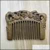 Autre décor à la maison sculpté à la main naturel peigne à cheveux en bois de santal large dent antistatique sans accroc peignes en bois pour hommes femmes décor à la maison Dr Dhcd3