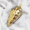 Pendant Necklaces BOROSA 5pcs/lot Druzy Large Full Gold Color Natural Gems Arrowhead Bead Paved Zircons JAB254 Drusy Jewelry