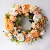 Dekorativa blommor kransar Peony Simulated Garland Rattan Ring Decoration Pography Props Wedding Wreath Flower Home Door Decoration 221109