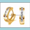 Hoop Huggie Simple Earrings Man Sier/Gold Small Round Square Crystal Hoop Hie For Women Gift Ship Drop Delivery Jewelry Dhogn