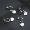 Nouveau 100% S925 argent T or coeur boucle d'oreille femmes boucles d'oreilles en or couple mini épais Piercing bijoux cadeaux femme amour boucles d'oreilles original bleu designer retour logo boîte