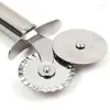 Utensili da forno Acciaio inossidabile Doppio rullo Pizza Knife Cutter Pasticceria Pasta Piegatore Piano cottura rotondo Ruota in pizzo Cucina