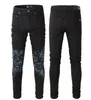 Stretch Holes nödställda jeans designer jeans mager rippade förstörda smala fit hip hop byxor med för män denim byxbiker motorcy2703