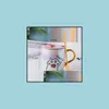 머그스 만화 만화 세라믹 고양이 뚜껑과 숟가락 커피 우유 머그잔 귀여운 창조적 인 아침 식사 컵 발렌타인 데이 결혼식 생일 선물 t dhysp