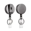 Keychains 1pcs Placage métallique gris-noir rétractable support d'identification de clé Keyder chaîne de clés Easy pull accessoires d'anneau de bouton en gros