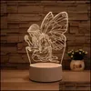 Autre décor à la maison 3D lampe de nuit acrylique lumière de bureau garçons et filles cadeau de vacances lampes décoratives chambre table de chevet lumières goutte dhasn