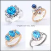 Couple Rings Bk Lots 36Pcs Gold Sier Luxury Crystal Engagement Rings Mix Women Girls Cz Fashion Charm Wedding Friends Party Gifts Je Dhlqs