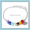 Perline 7 Chakra Bracciale con fili di perline per le donne Guarigione di cristallo Nce Perline Braccialetti con pietre naturali Ciondoli di loto Yoga Goccia all'ingrosso Dhlkd