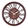 壁時計ヨーロッパスタイルのくぼんだ木時計3D大きな数字キッチンホームオフィスの装飾のための丸い形のアート