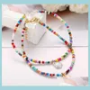Anklets Bohemian Style Color Beaded Anklet Retro Alloy Scallop Pendant Foot Chain Beach Footwear For Women Girls Gift Wholesale Drop Dhfjp