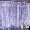 Kerstdecoraties RGB LED Gordijn String Fairy Lights Jaar Wedding Decoratie 2023 Slaapkamer Lichtkamer Decor Esthetische nachtlampen 221109