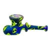 Print Silicone Smoking Pipes Tobacco Hand Pipes with glass bowl smoke accessory dab oil rig