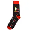 Männer Socken Cartoon Pizza Wein Harajuku Japanischen Hip Hop Gelb Lustige Männer Kreative Schöne Sokken Calcetines Mujer