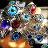 Solitaire Bague En Gros 30 Pcs Mix Eye Ball Sier Plaqué Motif Anneaux Bijoux Doigt Unisexe Homme Femmes Punk Biker Mode Drop Deliver Dhdtf