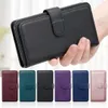 Plånbokstelefonfodral för Samsung Galaxy Z Fold 5/4/3 Multifunktion Solid Color Pu Leather Flip Kickstand Cover Case med 10 kortplatser