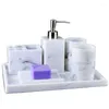 Badaccessoireset Resin Badkamer Vijfkoppig Was Square Sets Opslag Toiletartikelen Accessoires Mondwaterbeker