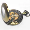 Карманные часы для стимпанк роскошные модные антикварные бронзовые скелеты Механические часы для мужчин цепно ожерелье деловое повседневное брелок