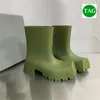 2023 Top yağmur botları Blcg Trooper Lastik çizme paris kare ayak taban Aşınmaya dayanıklı su geçirmez siyah bej gri zeytin erkek ayakkabısı kadın tasarımcı patik