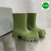 2023 Top bottes de pluie Blcg Trooper Botte en caoutchouc paris semelle extérieure orteils carrés Résistant à l'usure imperméable noir beige gris olive hommes chaussures femmes bottillons de designer