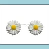 Stud ny s￶t akryl liten tusensk￶na stud￶rh￤ngen f￶r kvinnor flickor blommor vit och gul ￶rh￤nge br￶llop brud party juvelr dhw92