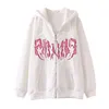 Felpe con cappuccio da donna Felpe con cappuccio da donna oversize con zip a maniche lunghe Abiti gotici Cerniera Abbigliamento donna Kawaii Stampa oversize con cappuccio 221109