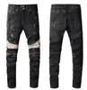 Stretch Holes nödställda jeans designer jeans mager rippade förstörda smala fit hip hop byxor med för män denim byxbiker motorcy2703