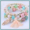 チャームブレスレット3PC/セットボヘミアンビーズブレスレットMtilayer Palm Tassel Pendant Tempement Bracelet for Women Girls Fashion Jewelry DHB9B