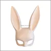 Masques De Fête Halloween Fournitures Mascarade Dress Up Masque Long Lapin Oreille Masques Mignon Lapin Noir Blanc Moitié Supérieure Balle Partie Drop Dh5Rm