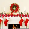 Kerstdecoraties 2m 10Led String Lights Flower Garland kunstmatige poinsettia voor huis open haard decor kerstboom ornamenten krans 221109