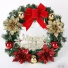 Flores decorativas grinaldas Decorações felizes de natal para casa LED LED GARLANHA ORNINGS ANO ANO GRENTIAL DE Folhas Green Decoração de porta pendurada na grinalda 221109