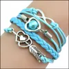 Pulseras con dijes Pulseras con dijes Amor Corazón Perla Amistad Infinito Pulsera de cuero Entrega directa Joyería Dhgir