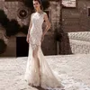 Graceful Lace Mermaid Wedding Dresses 2023 High Neck Plus Size Bridal Gowns With Overskirts Long elegant Tulle Vestido De Novia