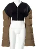 Vestes Femmes Bizarre Puss Patchwork Femmes Crop Veste Chaleur À Manches Longues Fermeture À Glissière Parkas Hiver Mode Casual Sauvage Streetwear Tenues 221109