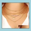 Hanger kettingen choker collier kettingen boho parels diamanten ketting mtilayer voor vrouwen mannen bar gelaagde kwast metaal goud ketting d dhuc3