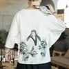 Etnik kıyafet yaz kimono pamuk keten tişört erkekler Çin tarzı retro t-shirt ince vintage tee japon erkek kk3205