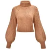 Suéteres Vintage, jerséis de cuello alto para otoño e invierno, Tops de punto básicos, Tops cortos para mujer, suéter de manga larga, Top para mujer