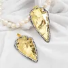 Pendant Necklaces BOROSA 5pcs/lot Druzy Large Full Gold Color Natural Gems Arrowhead Bead Paved Zircons JAB254 Drusy Jewelry