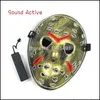 Party Masks Friday Det 13: e sista kapitlet LED Light Up Figure Mask Music Active El Fluorescerande Horror Hockey Party Lights T200907 Dr Dhogk