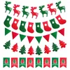 Kerstdecoraties voelden elanden hanglagers vlaggen Santa Claus Home Decor Hangende slingers Banner Xmas Party Bunting