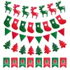 Juldekorationer filkhänge flaggor Santa Claus Home Decor Hanging Garlands Banner Xmas Party Bunting