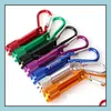 Schlüsselanhänger, Lanyards, 7 Farben, individuelles Logo, tragbare LED-Taschenlampe, Schlüsselanhänger, Aluminiumlegierung, Taschenlampen, Taschenlampen mit Karabiner, Ringschlüssel, Dh2H7