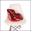 Coussin / Oreiller Décoratif Sequin Lèvres Coussin Sirène Oreillers Rouge Sier Bouche Voiture Canapé Salon Café Décor Coussins Drop Delivery Dhmit