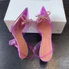 Sandales Amina Muaddi Sandales Top Chaussures Habillées Bowknot Cristal Diamant Décoration Transparent PVC Vin Coupe Talons