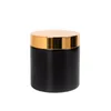 Black Cosmetic Jars with Gold Lids PET Plastic Food Jar BPA Free Refillable Containers for Cream Body Butters Sugar Scrub Medicine