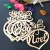 6pcs/lot Christmas Letter Wood Church Heart Ornament Christmas Tree Decoration Home Festival Wooden Xmas Ornaments Pendant Hanging Gift