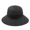 Chapeaux à large bord Mistdawn Fashion Floppy pliable dames femmes paille plage soleil été cloche chapeau chapeau melon ruban noir