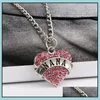 Colares pendentes Diamond Peach Heart Pingente de pingente das mães Presente Família Filha Irmã Cristal Colar Drop Delivery Jóia DHA17