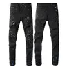 Men's Jeans Badge Rips Stretch Black Jeans Mens Fashion Slim Fit Washed Motocycle Denim Pants Panelled Hip HOP Trousers