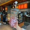 2021 Tazze Starbucks Rosa Sakura Tazza di accompagnamento in vetro di grande capacità con tazze di cannuccia